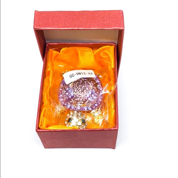 Lavender Rhinestone Crystal Turtle Trinket Dish - Picture 3 of 10